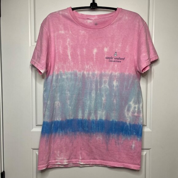 Simply Southern Eat Sleep Lake Repeat Graphic Knit Tee Women's Small Cotton - Picture 4 of 9